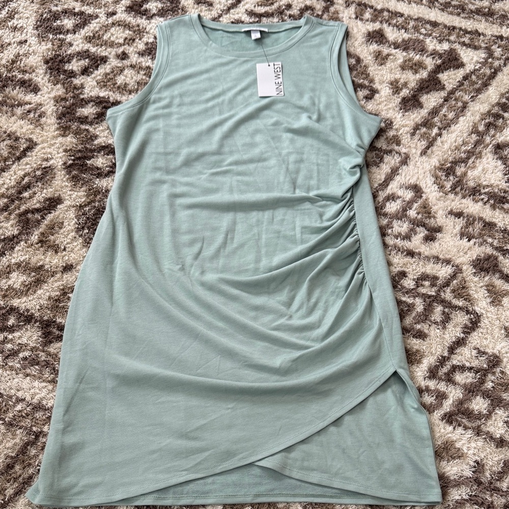 Nine West Asymmetrical Sleeveless Mint Dress